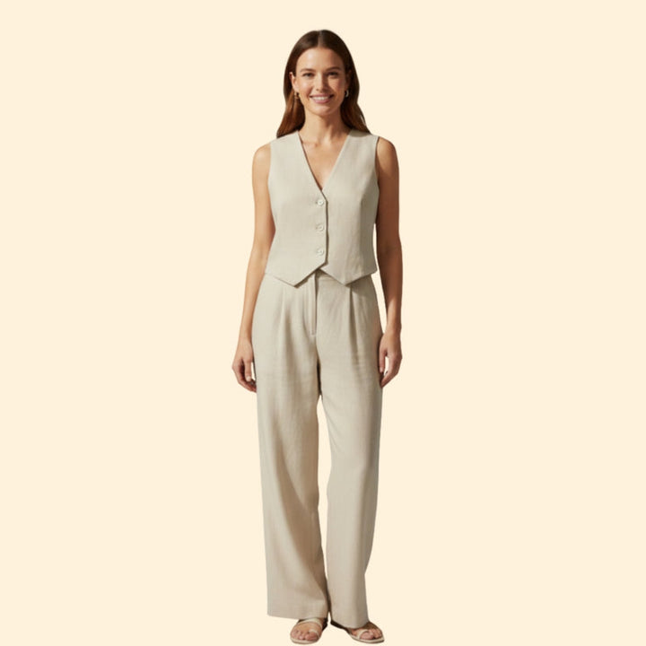 Women’s V-Neck Vest and Wide-Leg Pants Set