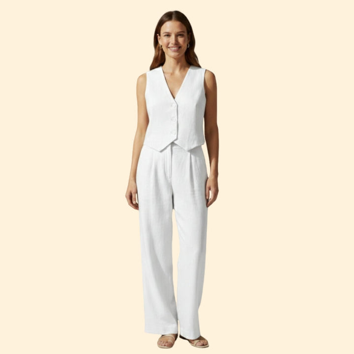 Women’s V-Neck Vest and Wide-Leg Pants Set
