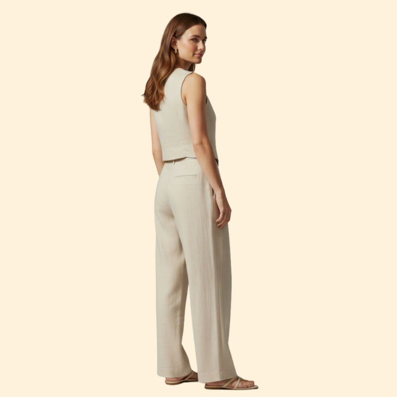 Women’s V-Neck Vest and Wide-Leg Pants Set