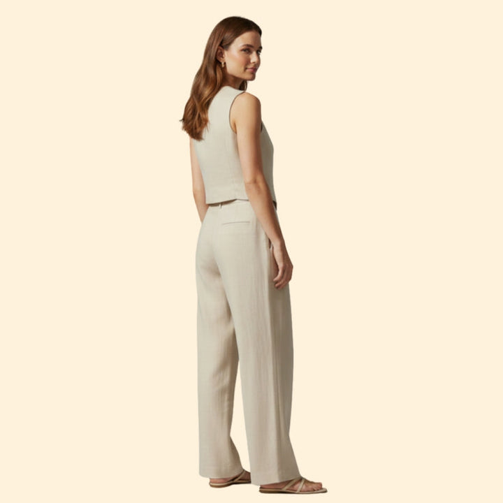 Women’s V-Neck Vest and Wide-Leg Pants Set