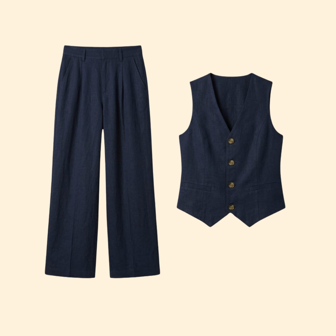 Women’s V-Neck Vest with High-Waist Trousers