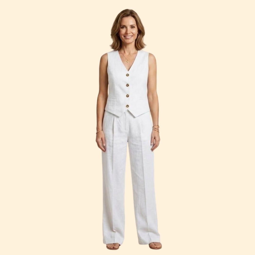 Women’s V-Neck Vest with High-Waist Trousers