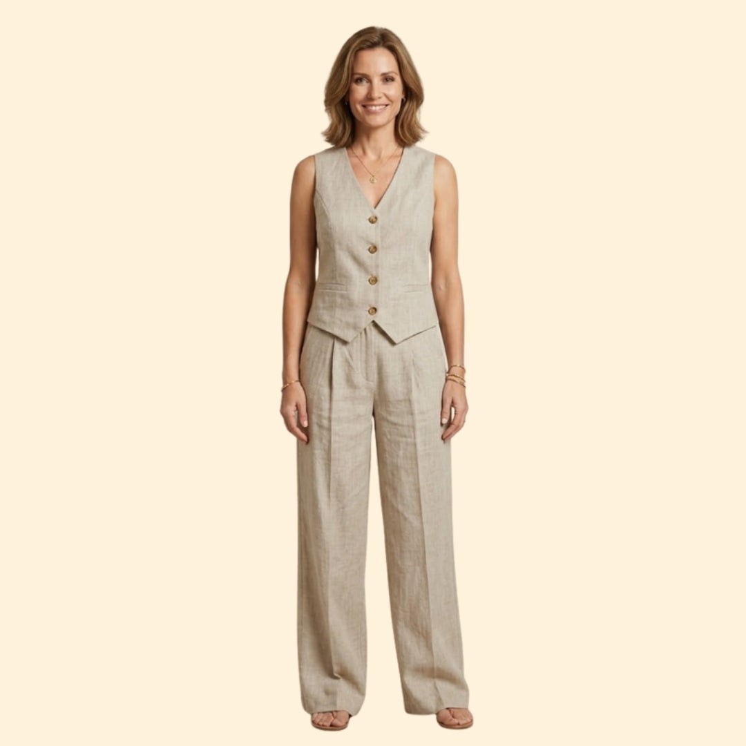 Women’s V-Neck Vest with High-Waist Trousers