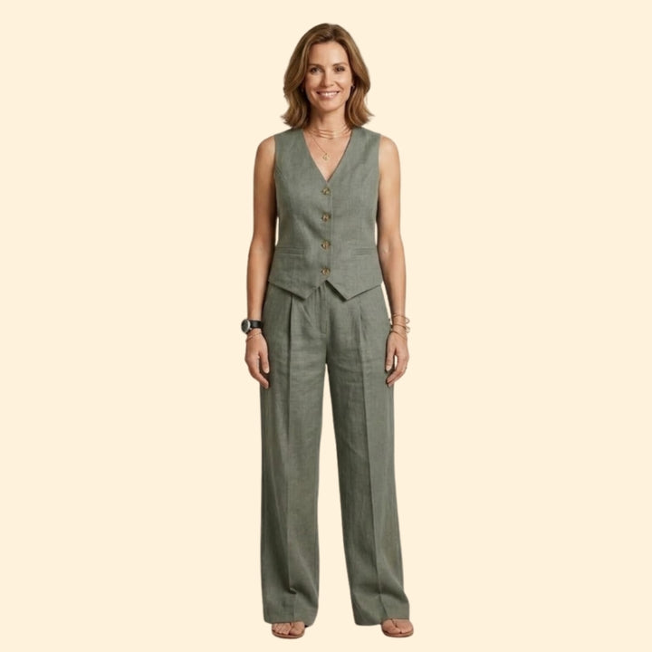 Women’s V-Neck Vest with High-Waist Trousers