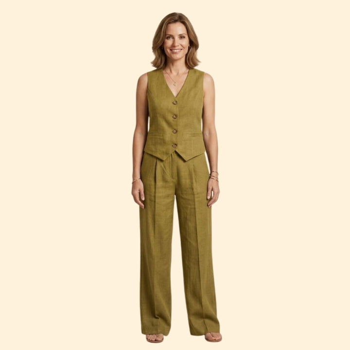 Women’s V-Neck Vest with High-Waist Trousers