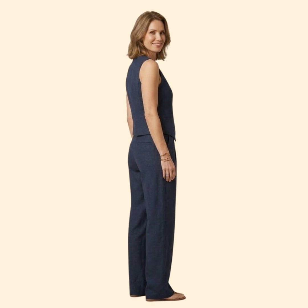 Women’s V-Neck Vest with High-Waist Trousers