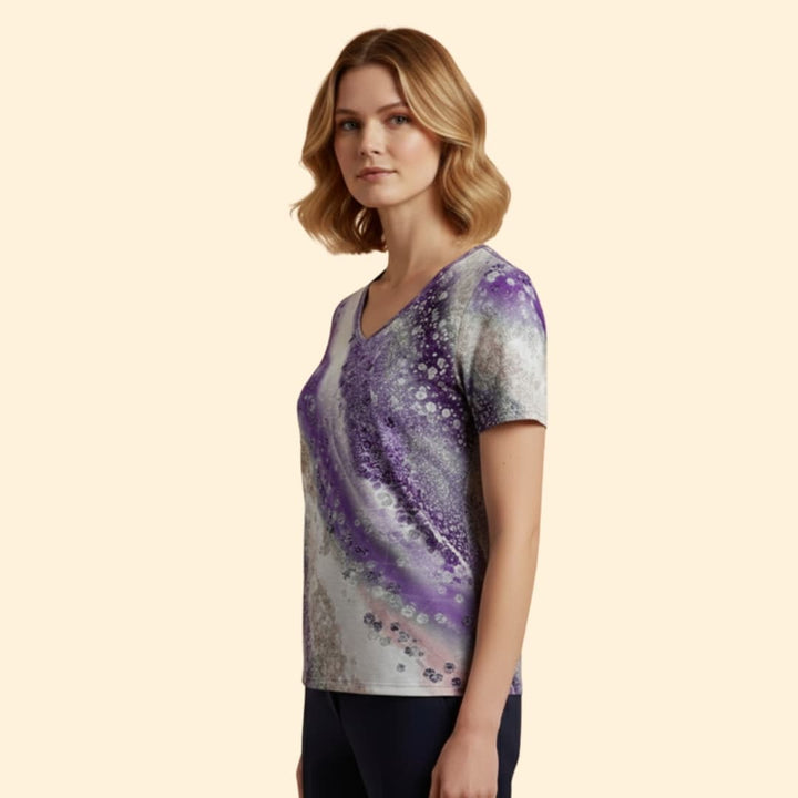Women’s V-neck T-shirt with Gradient Print