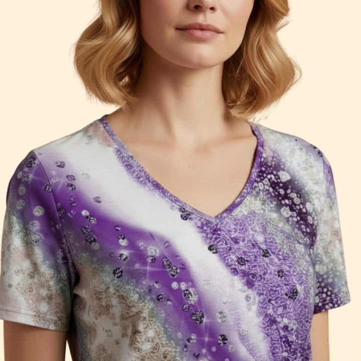 Women’s V-neck T-shirt with Gradient Print