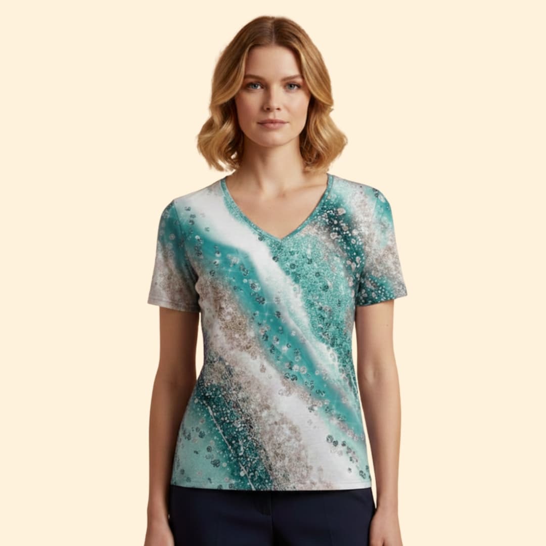 Women’s V-neck T-shirt with Gradient Print