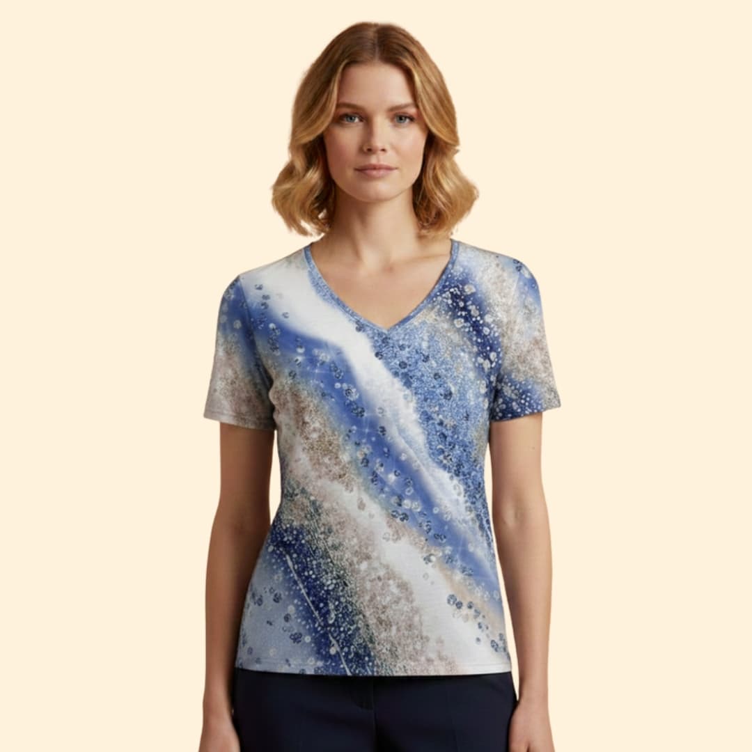 Women’s V-neck T-shirt with Gradient Print