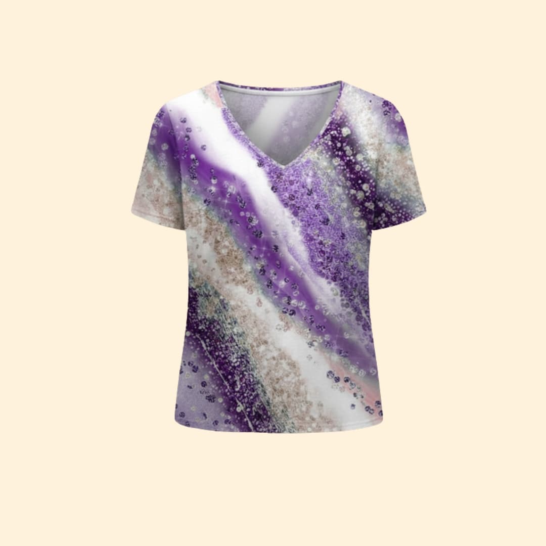 Women’s V-neck T-shirt with Gradient Print