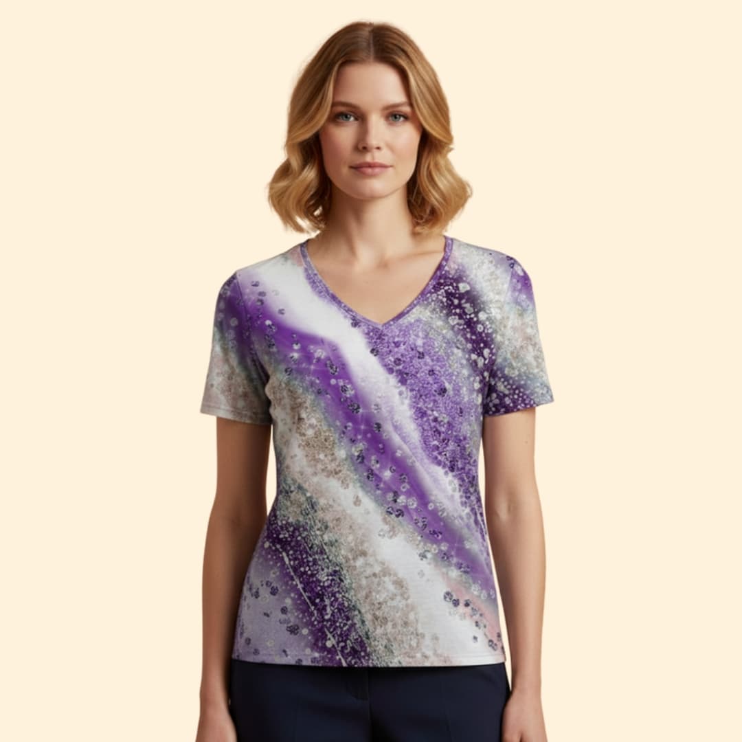 Women’s V-neck T-shirt with Gradient Print