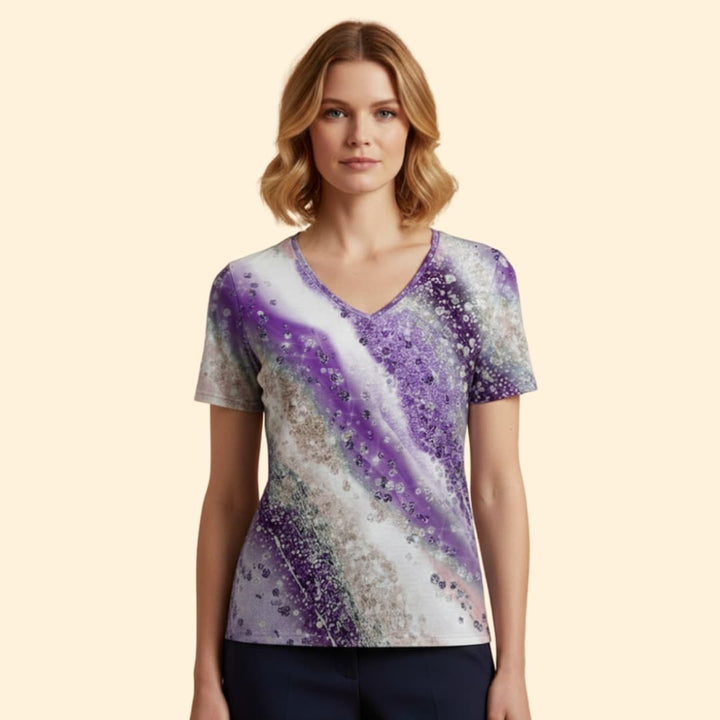 Women’s V-neck T-shirt with Gradient Print