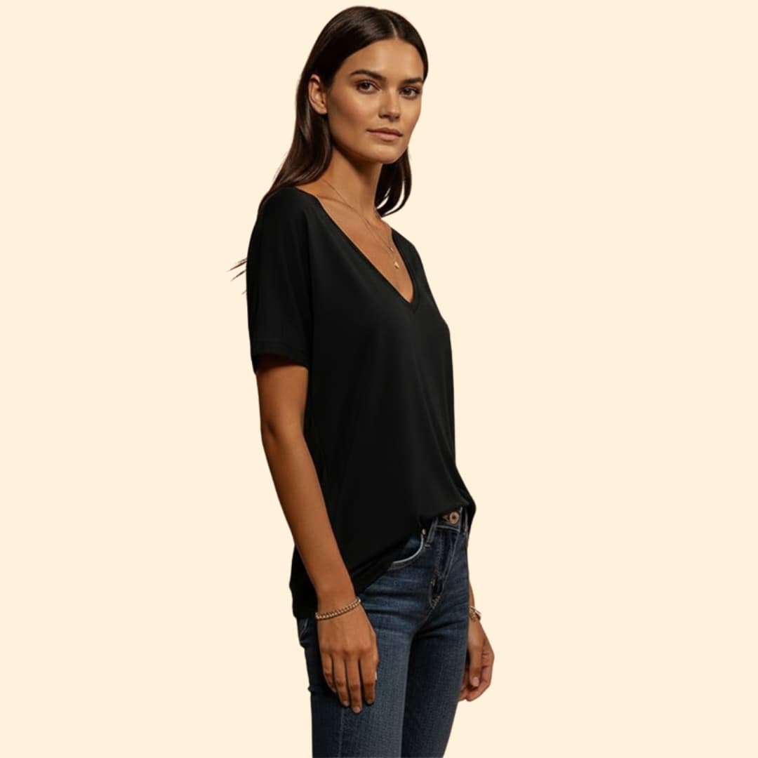 Women’s V-neck T-shirt with Lace Detail