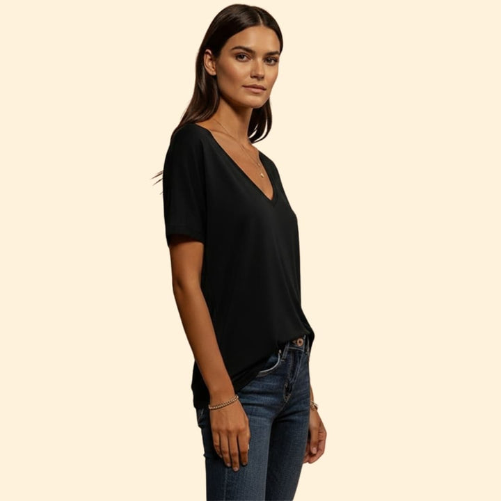 Women’s V-neck T-shirt with Lace Detail