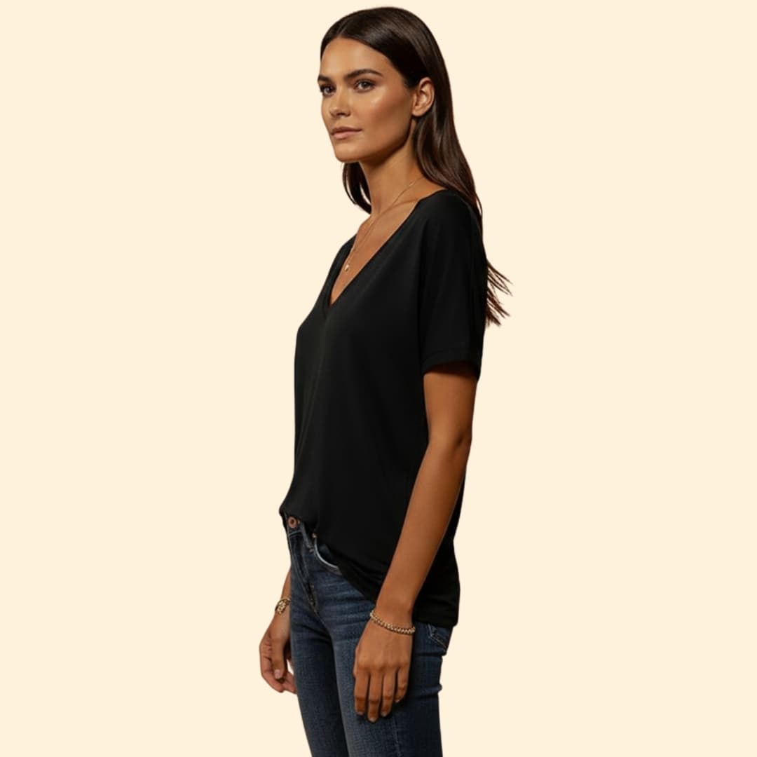 Women’s V-neck T-shirt with Lace Detail