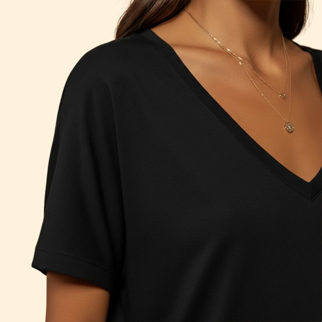 Women’s V-neck T-shirt with Lace Detail