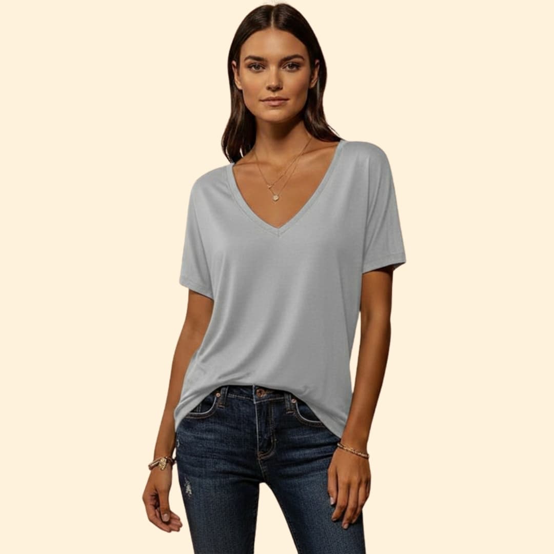 Women’s V-neck T-shirt with Lace Detail