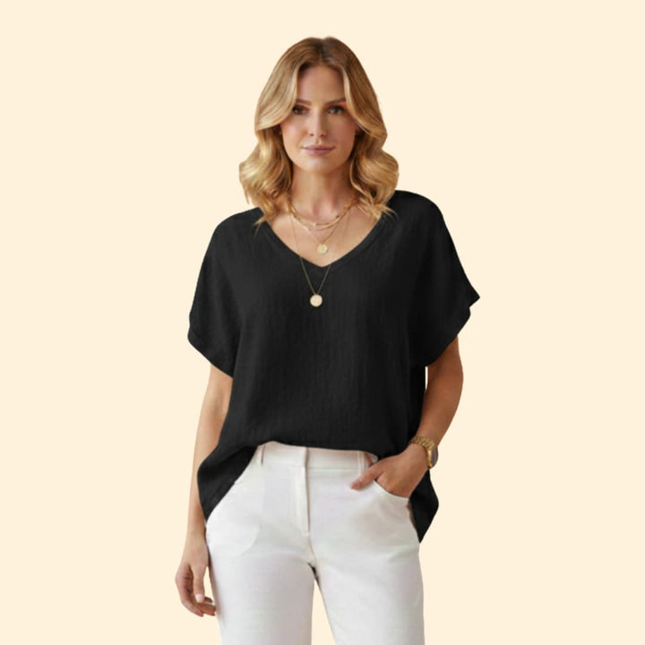 Women’s V-neck T-shirt with Loose Fit