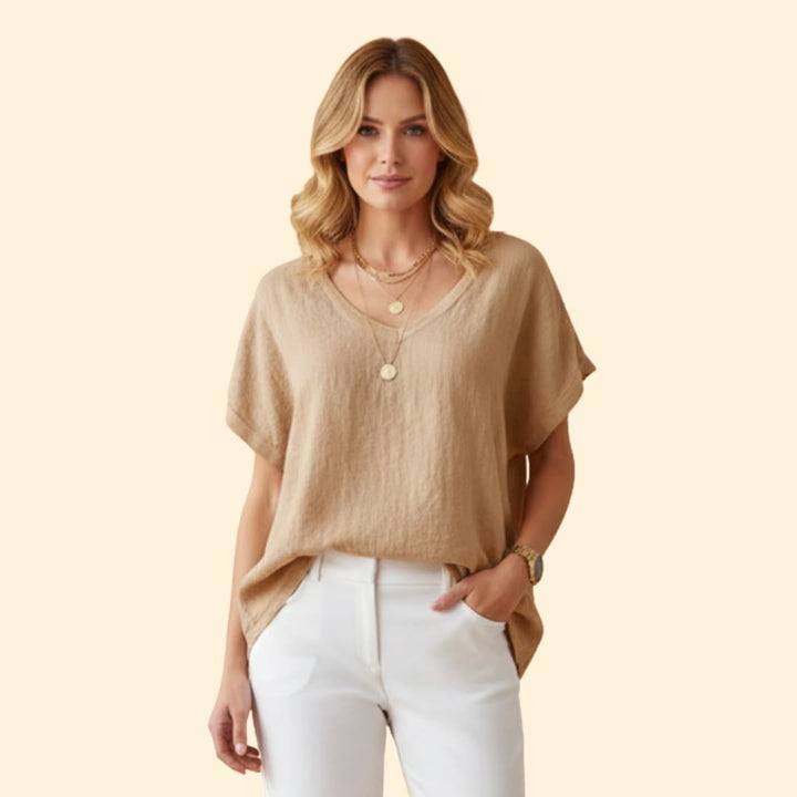 Women’s V-neck T-shirt with Loose Fit