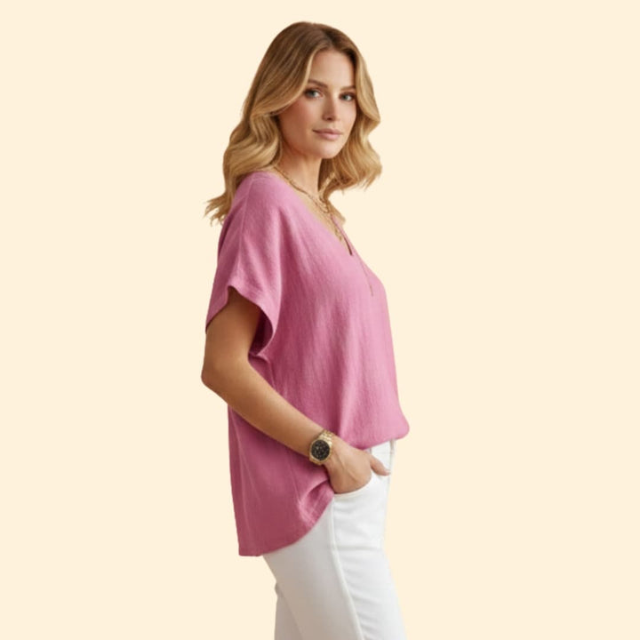 Women’s V-neck T-shirt with Loose Fit