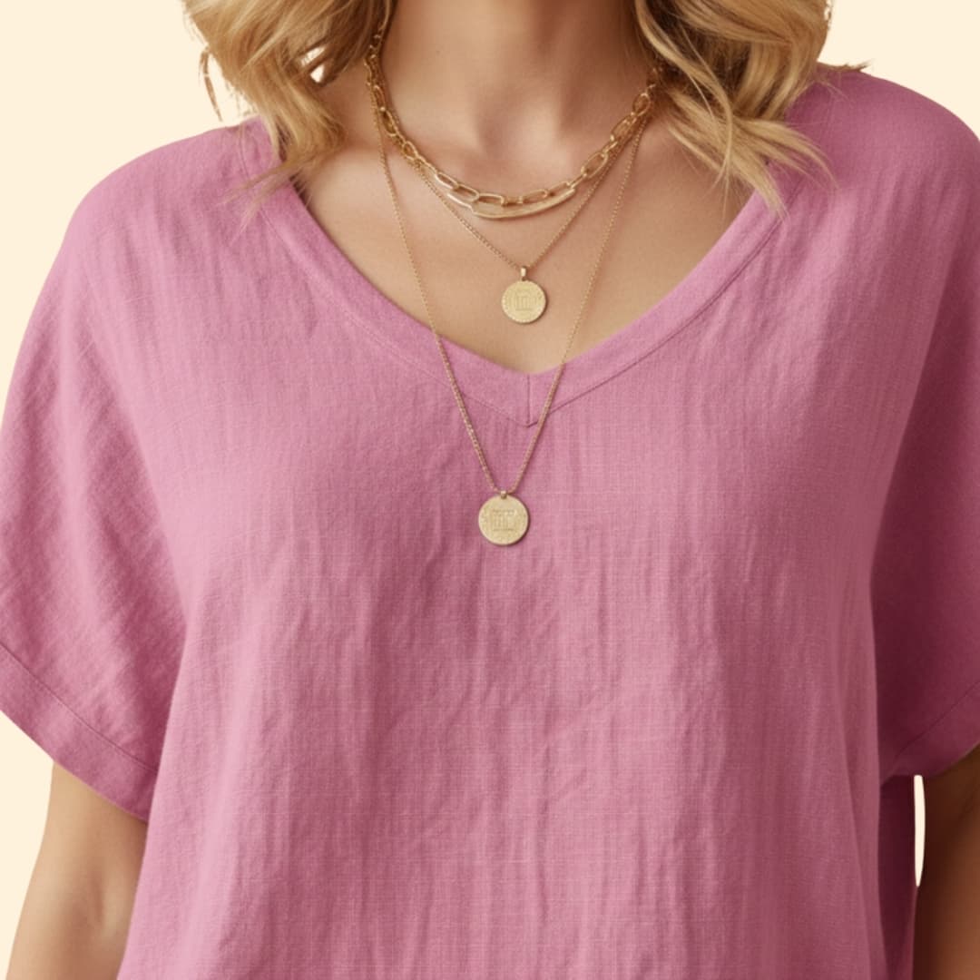 Women’s V-neck T-shirt with Loose Fit