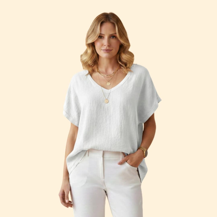 Women’s V-neck T-shirt with Loose Fit