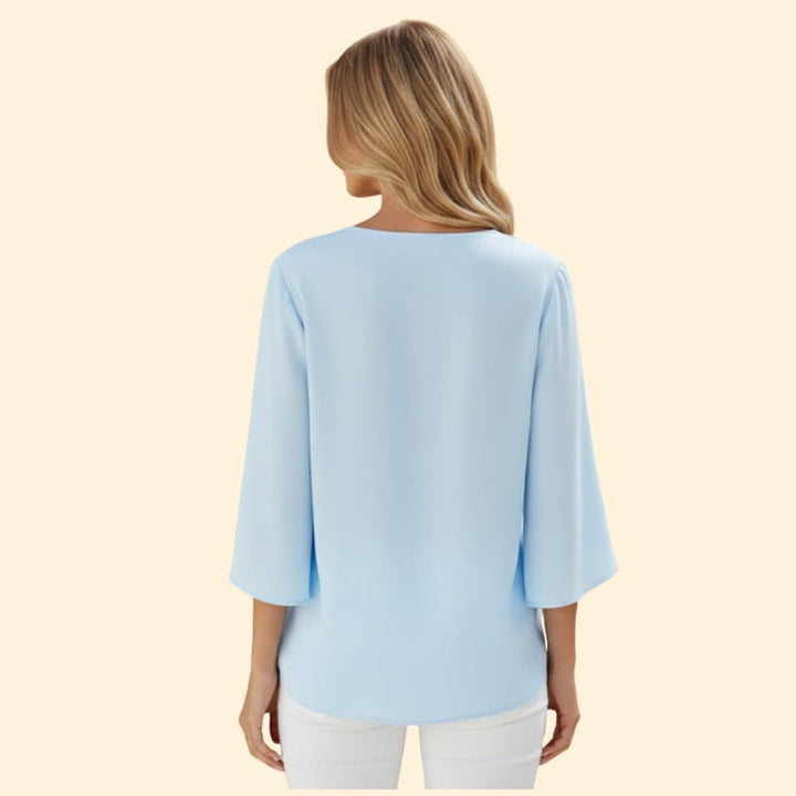 Women’s V Neck Blouse with Three Quarter Sleeves