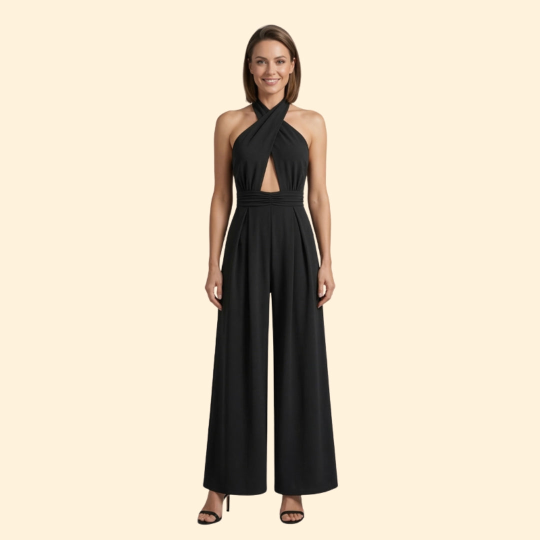 Women’s V Neck Jumpsuit Wide Leg Fit
