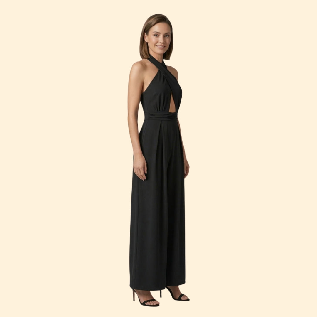 Women’s V Neck Jumpsuit Wide Leg Fit