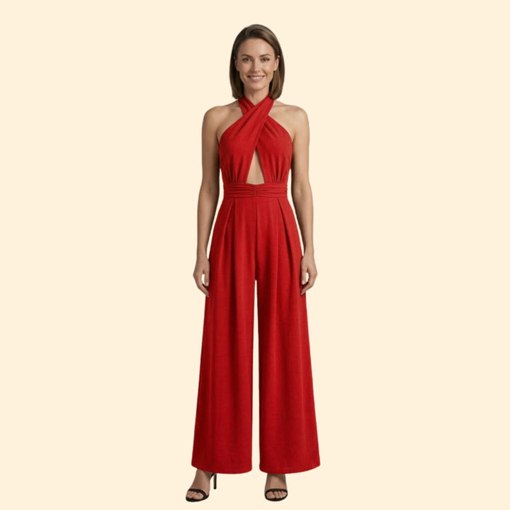 Women’s V Neck Jumpsuit Wide Leg Fit