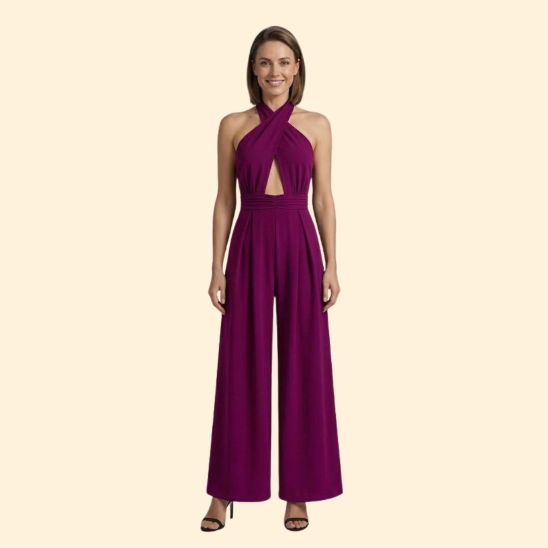Women’s V Neck Jumpsuit Wide Leg Fit