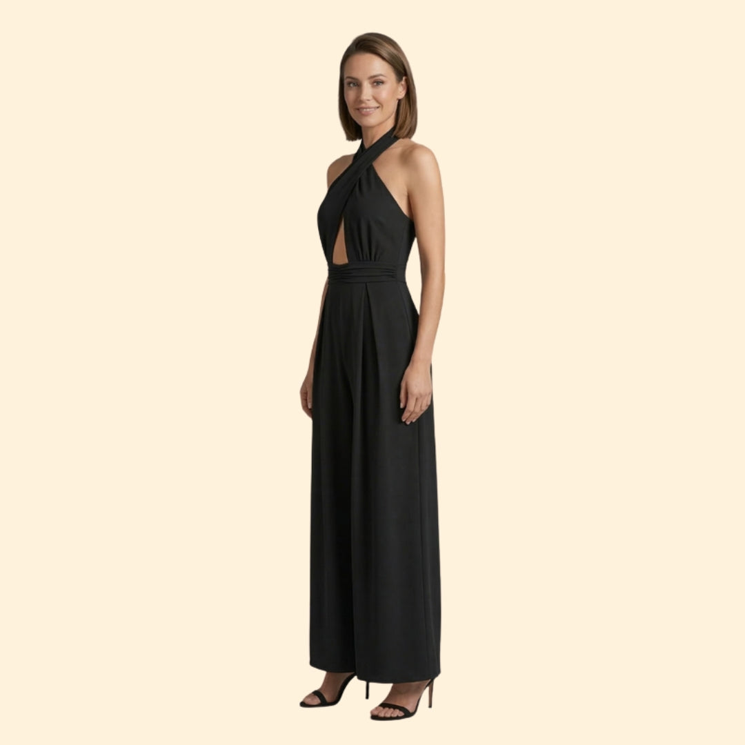 Women’s V Neck Jumpsuit Wide Leg Fit