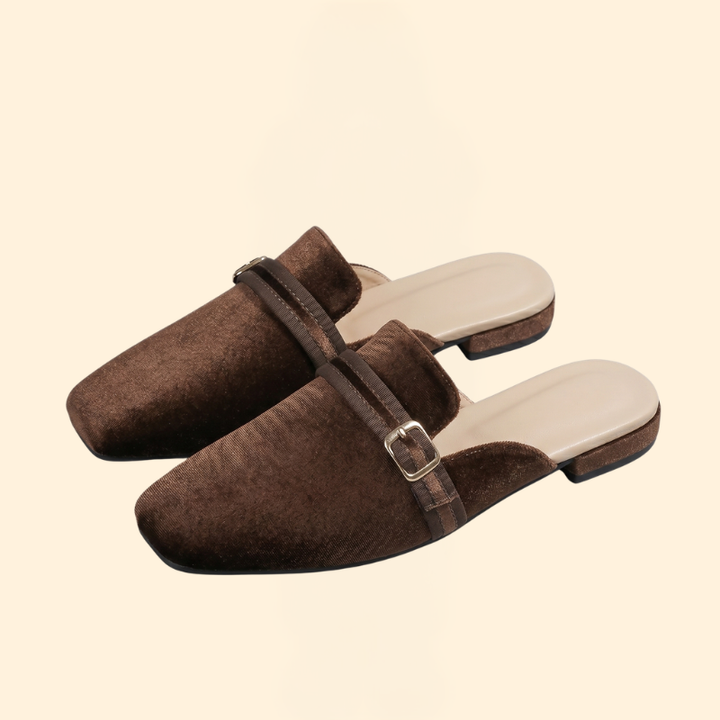 Women’s Velvet Slippers with Buckle