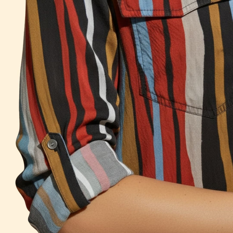 Women's Vibrant with Flowy Loose-Fit Shirt and Button