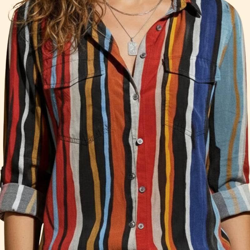 Women's Vibrant with Flowy Loose-Fit Shirt and Button