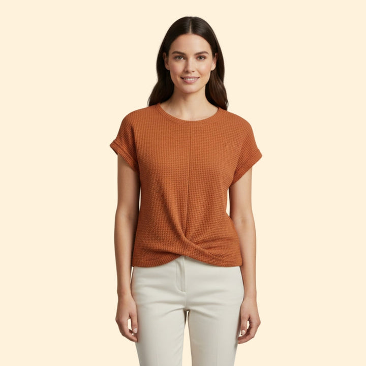 Women’s Waffle Knit Tee with Short Sleeves