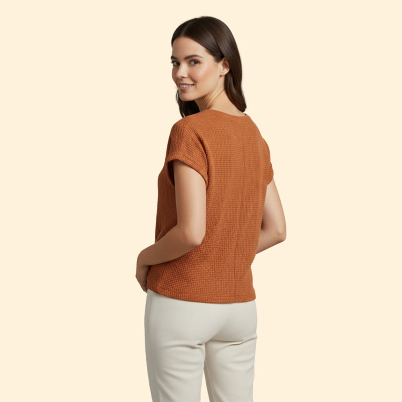 Women’s Waffle Knit Tee with Short Sleeves