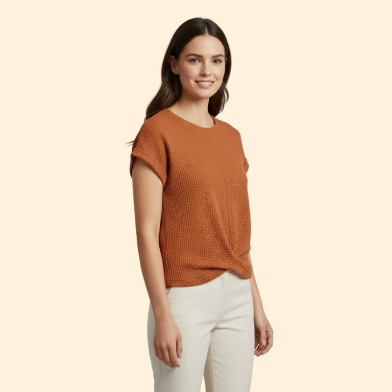 Women’s Waffle Knit Tee with Short Sleeves