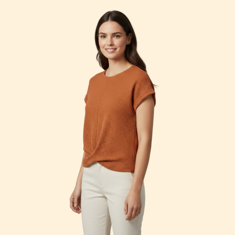 Women’s Waffle Knit Tee with Short Sleeves