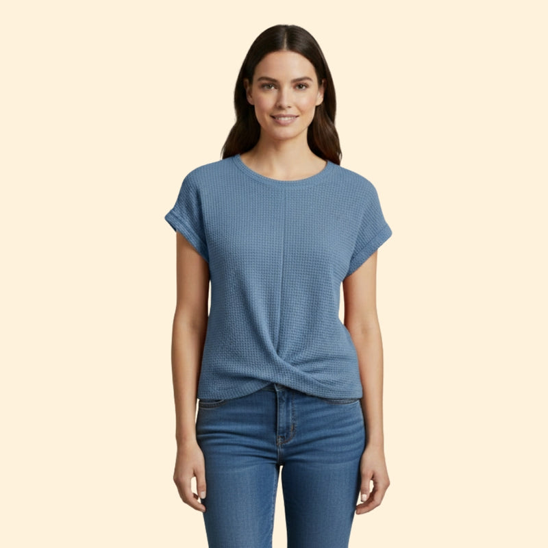 Women’s Waffle Knit Tee with Short Sleeves