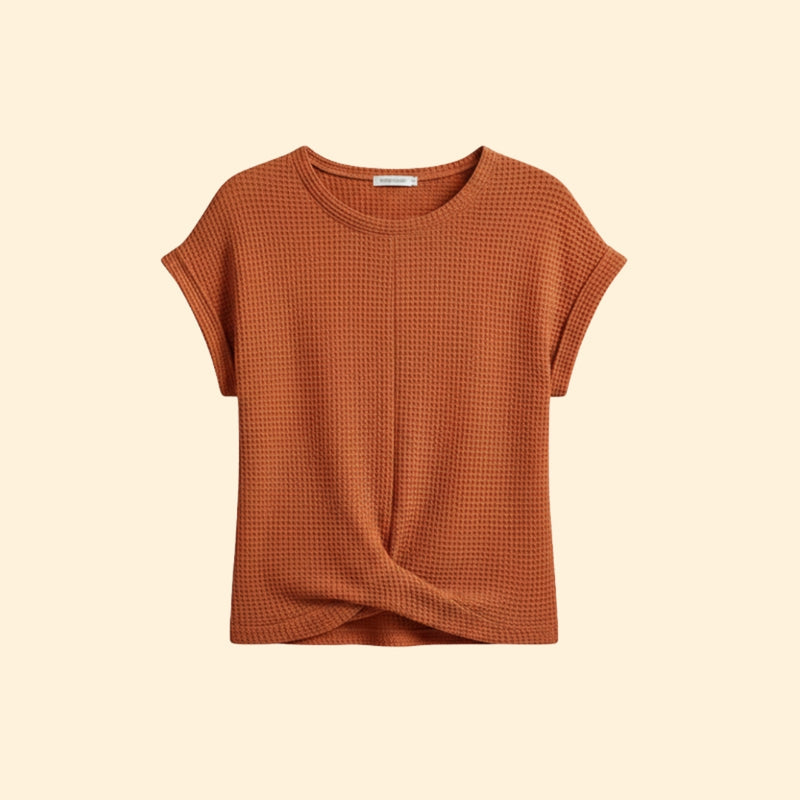 Women’s Waffle Knit Tee with Short Sleeves