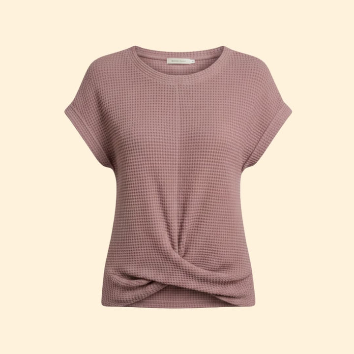 Women’s Waffle Knit Top with Twist Detail
