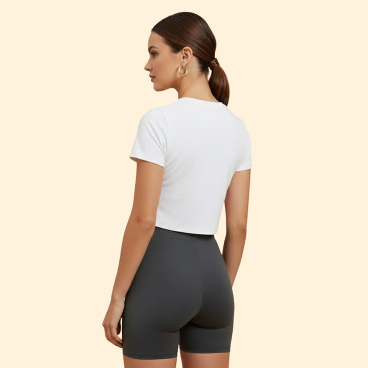 Women’s White Crop Top with Stretchy Shorts