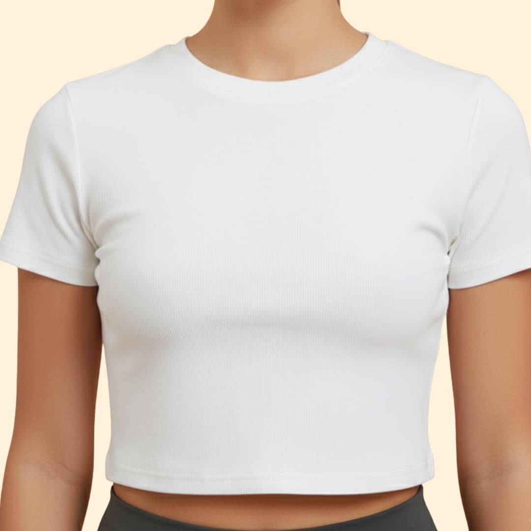 Women’s White Crop Top with Stretchy Shorts