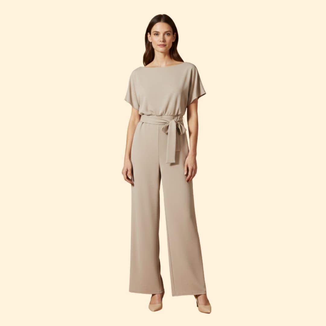 Women's Wide-Leg Jumpsuit Tie Belt