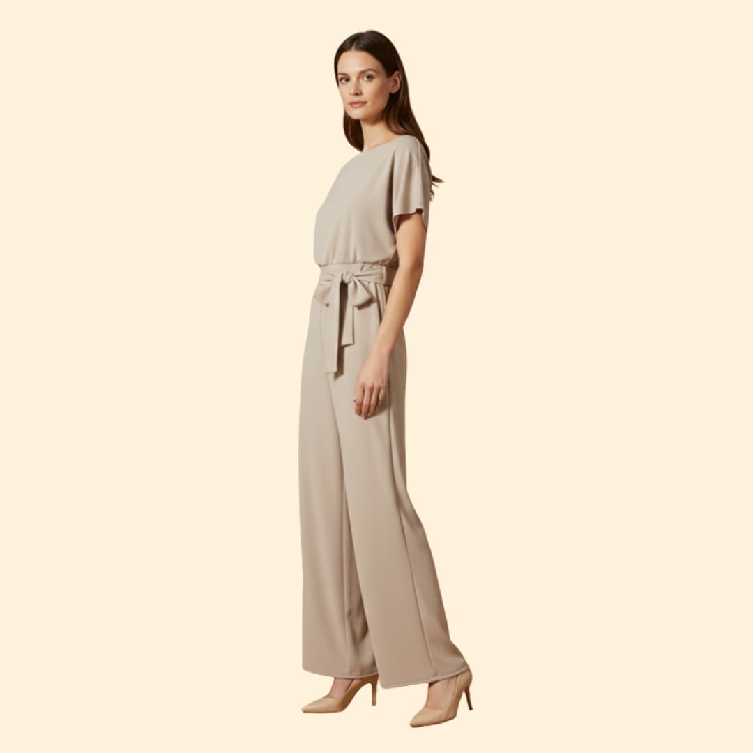 Women's Wide-Leg Jumpsuit Tie Belt