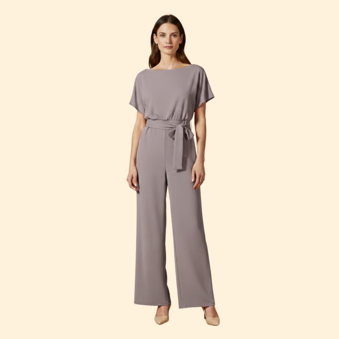 Women's Wide-Leg Jumpsuit Tie Belt