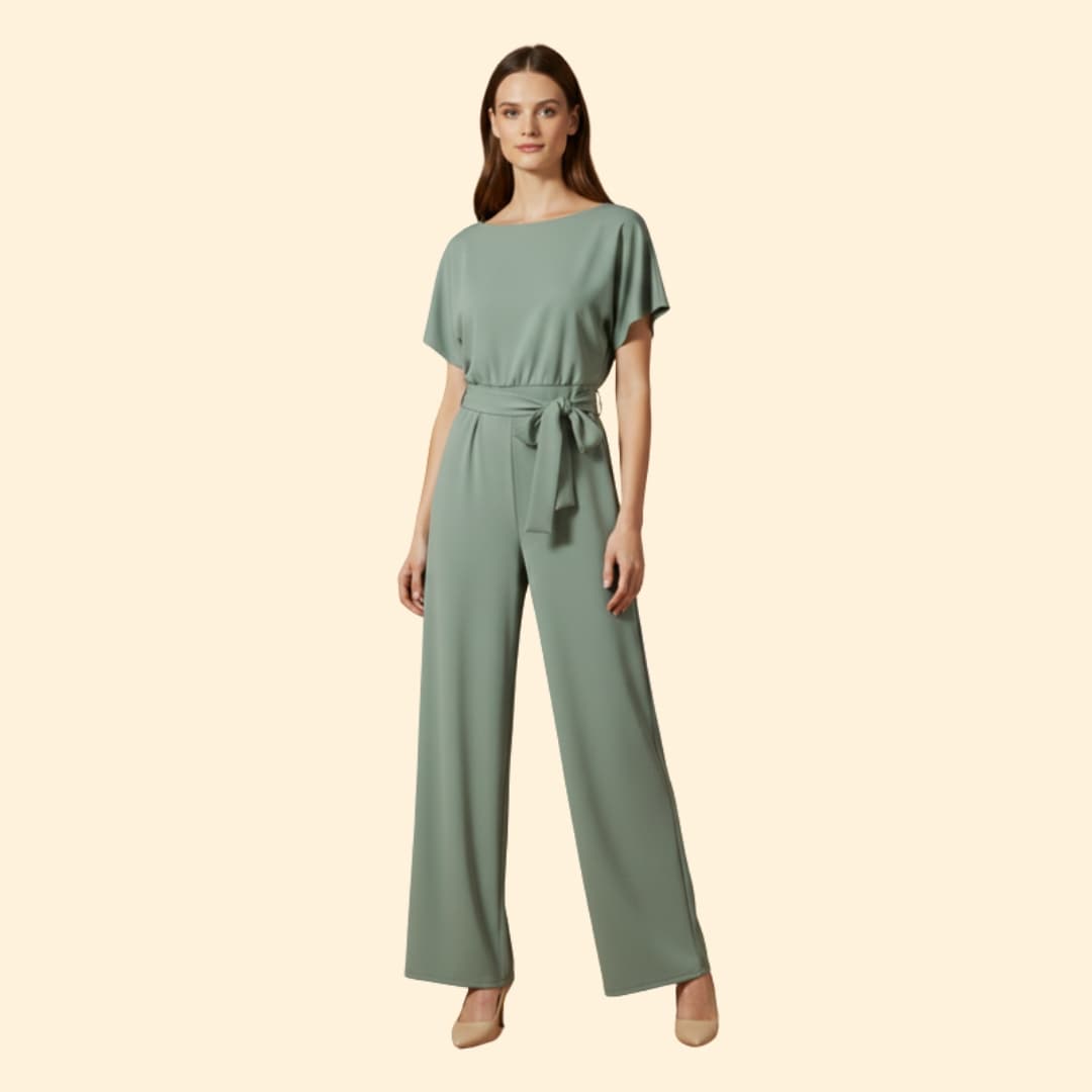 Women's Wide-Leg Jumpsuit Tie Belt