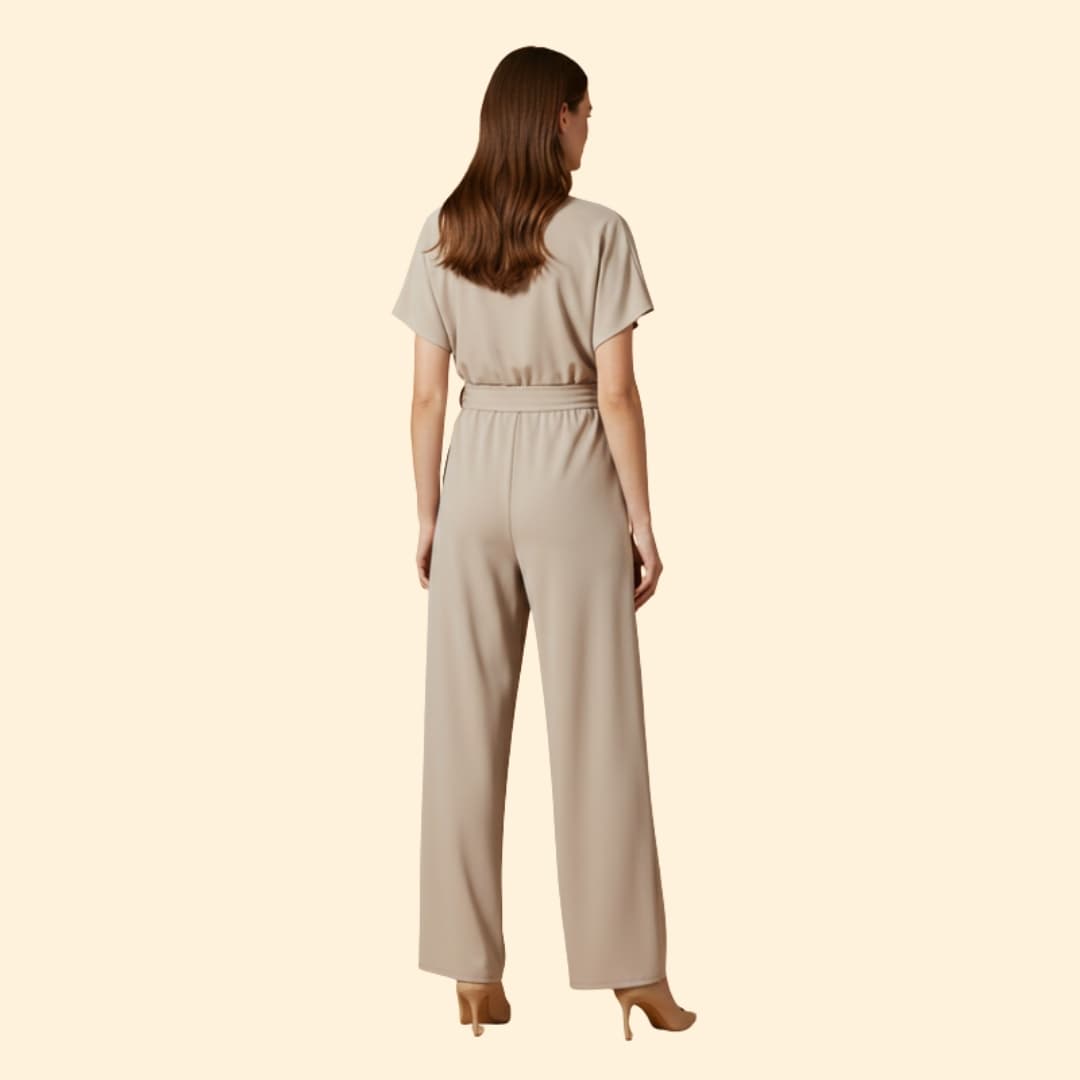 Women's Wide-Leg Jumpsuit Tie Belt